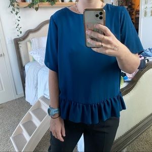 blue peplum top